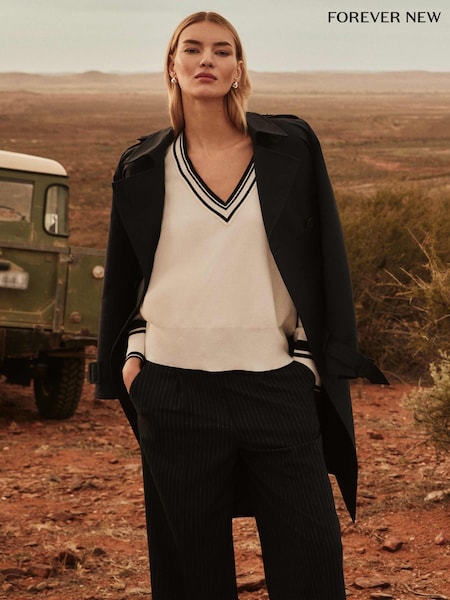 Forever New Blue Maggie Fashion Trench Coat (AD4659) | €79