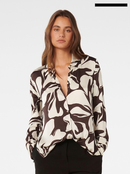 Forever New Lila Longline Printed Satin Shirt (AD4663) | 42 €