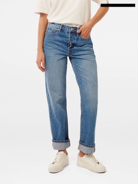 Forever New Blue 100% Cotton Nicole Turn Up Straight Jeans (AD4691) | €47