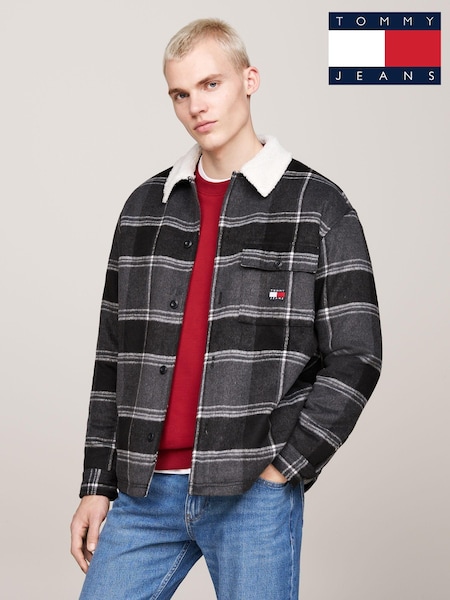 Tommy Jeans Check Sherpa Black Overshirt (AD4704) | €79