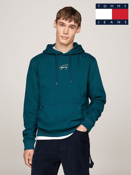 Albastru - Tommy Jeans Croială clasică Signature Hanorac cu glugă (AD4708) | 364 LEI