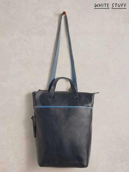 White Stuff Blue Leather Convertible Backpack (AD4732) | €136