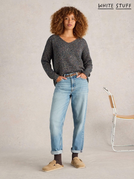White Stuff Green Textured V-Neck Jumper (AD4753) | €29