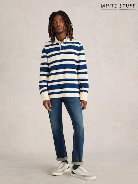 White Stuff Blue Stripe Rugby 100% Cotton Shirt (AD4756) | €38