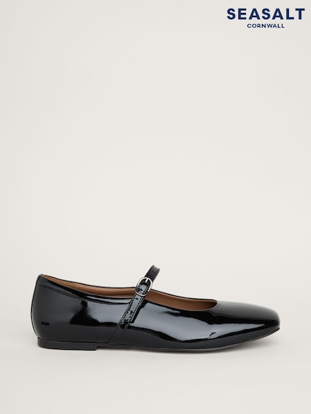 Seasalt Cornwall Black On The Wing Patent Leather Ballet Shoes (AD4780) | AED221