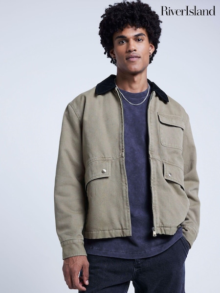 River Island Regular Fit Washed Worker 100% Cotton Jacket (AD4886) | 335 LEI