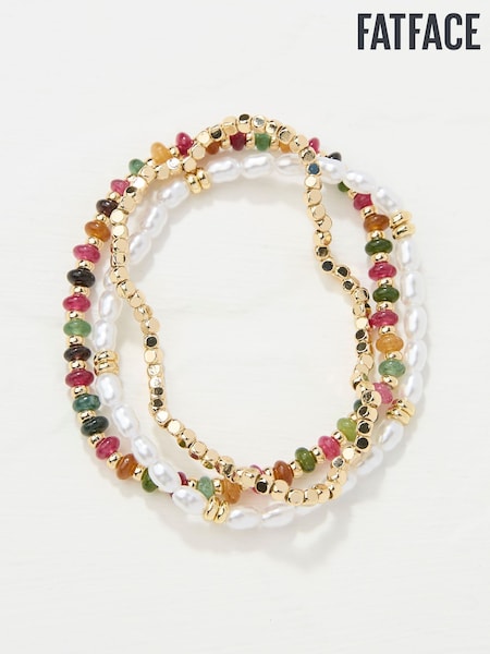 FatFace Multi Semi Precious Stone Stretch Bracelet Stack (AD4937) | €19