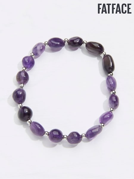 FatFace Purple Amethyst Gemstone Stretch Bracelet (AD4940) | €13.50