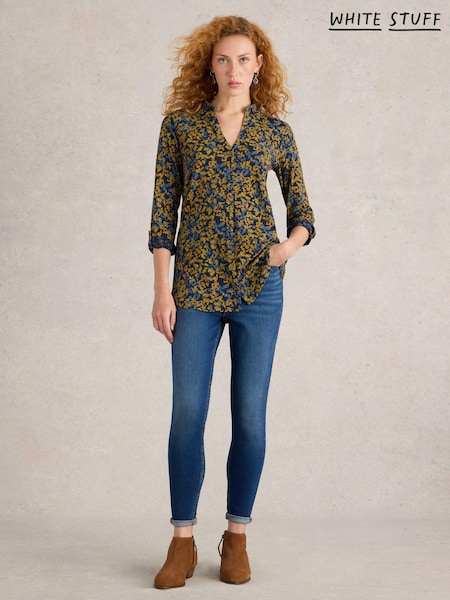 White Stuff Blue Annie Longline 100% Cotton Shirt (AD4951) | 141 QAR