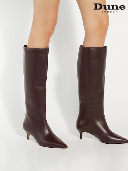 Dune London Smooth Kitten Heel Point Knee-High Boots (AD4972) | 1,043 LEI