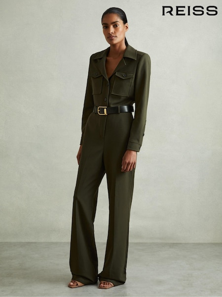 Verde oscuro - Reiss Ray Belted Utility Jumpsuit (AD4990) | 340 €