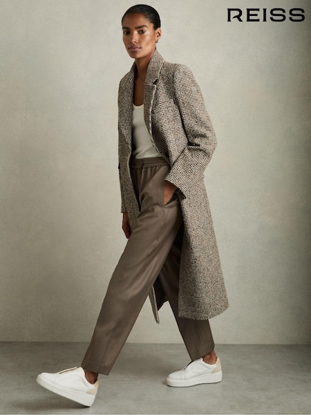 Reiss Mink Neutral Riley Wool-Blend Drawstring-Waist Tapered Trousers (AD5010) | €99