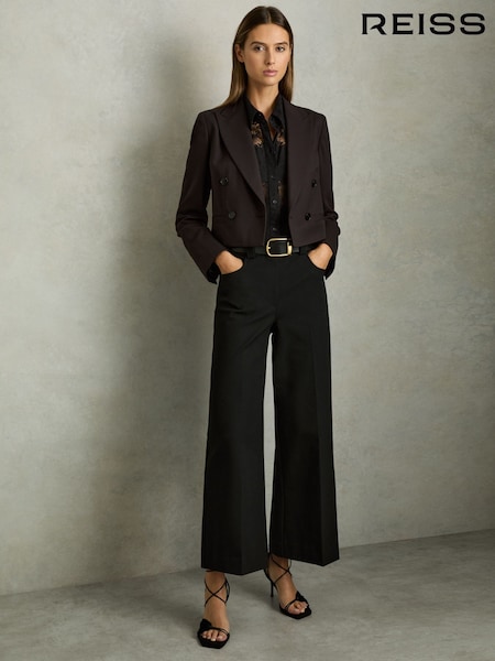 Reiss Black Myrtle Petite Twill Culotte Trousers (AD5024) | €110