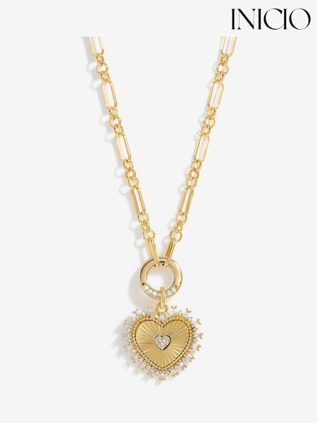 Inicio Gold Plated Heart Chain Necklace - Gift Pouch (AD5152) | €43