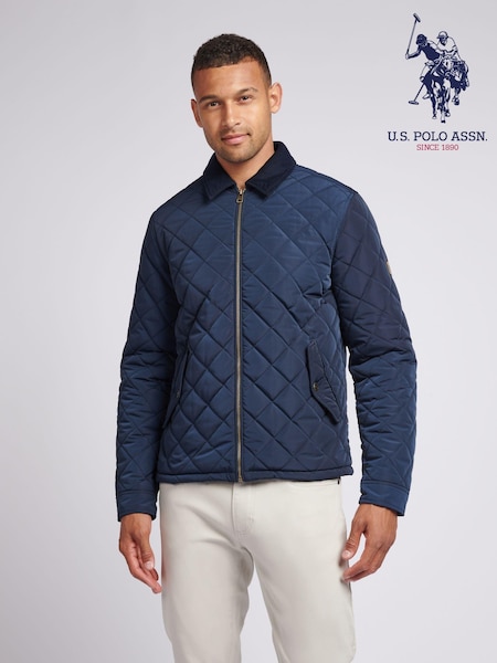 U.S. Polo Assn. Mens Blue Diamond Quilt Padded Jacket (AD5159) | €166