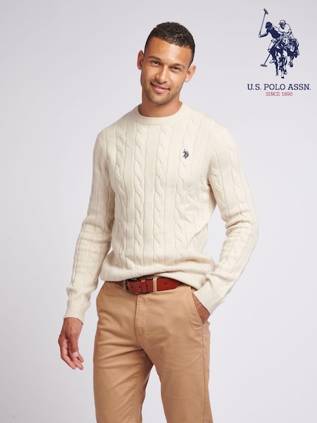 U.S. Polo Assn. Mens Cable Knit Crew Neck Polo Shirt (AD5187) | $69