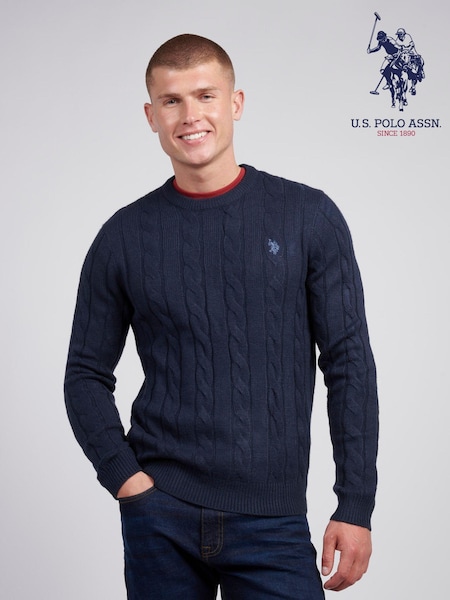 U.S. Polo Assn. Mens Cable Knit Crew Neck Polo Shirt (AD5193) | $54