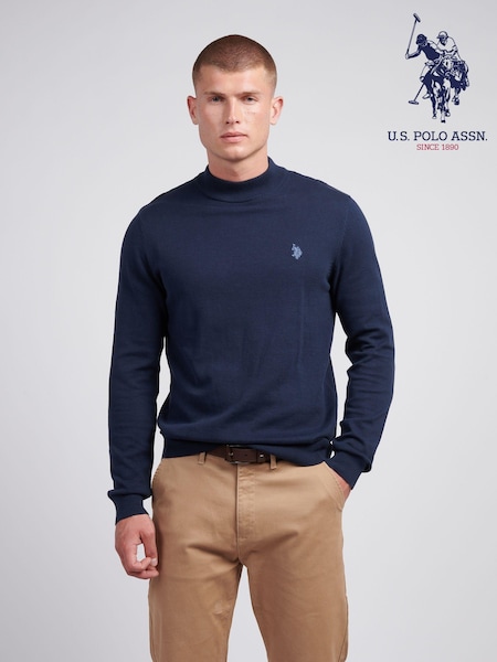 U.S. Polo Assn. Blue Mens Combed 100% Cotton Turtle Neck Sweater (AD5195) | $105