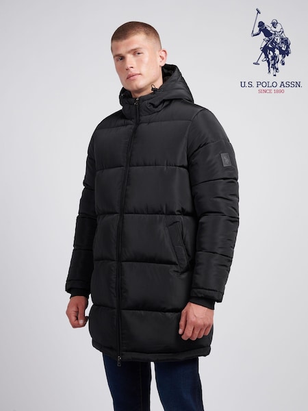שחור - U.s. Polo Assn. Mens Classic Longline Puffer Jacket (AD5196) | ‏754‏₪