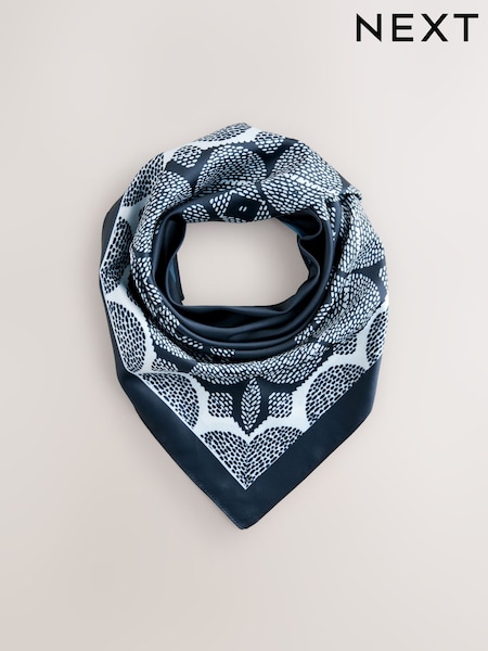 Black/White Satin Square Scarf (AD5208) | ₪37
