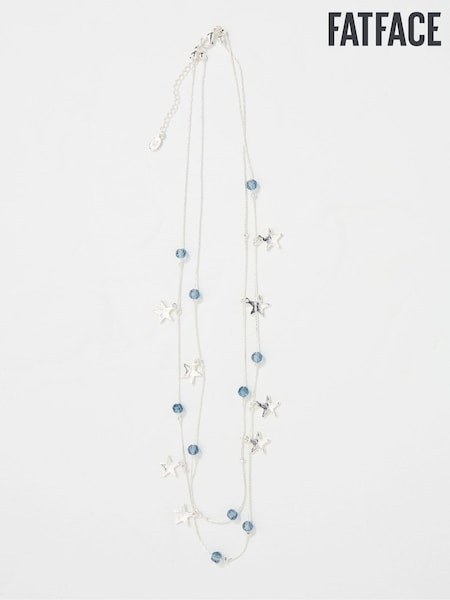 FatFace Silver Tone Star Beaded Layered Necklace (AD5266) | €21.50