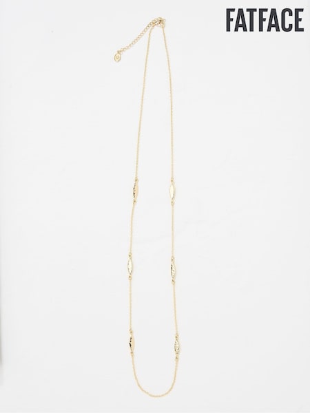 FatFace Gold Tone Hammered Oval Long Necklace (AD5269) | € 26