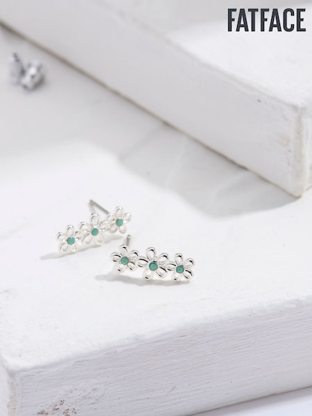 FatFace Silver Tone Triple Daisy Earrings (AD5293) | AZN 26