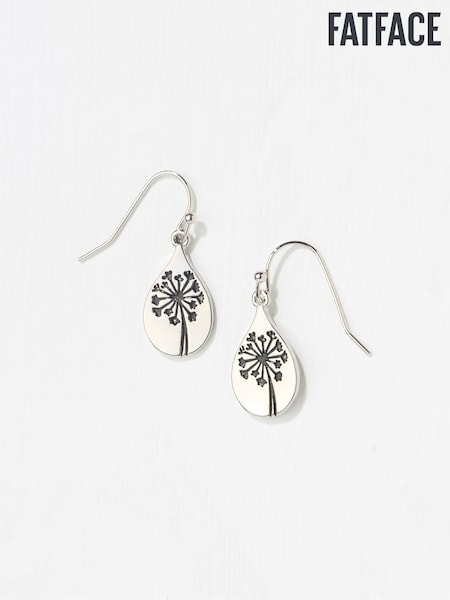 FatFace Silver Tone Flower Embossed Drop Earrings (AD5298) | € 19