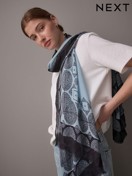 Blue Polka Lightweight Containing Silk Scarf (AD5396) | €31.50
