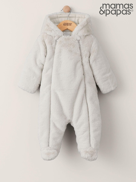 Mamas & Papas Grey Faux Fur Pramsuit (AD5397) | CA$128