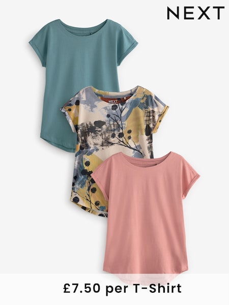 Pink Cap Sleeve 100% Cotton T-Shirts 3 Pack (AD5403) | AED56