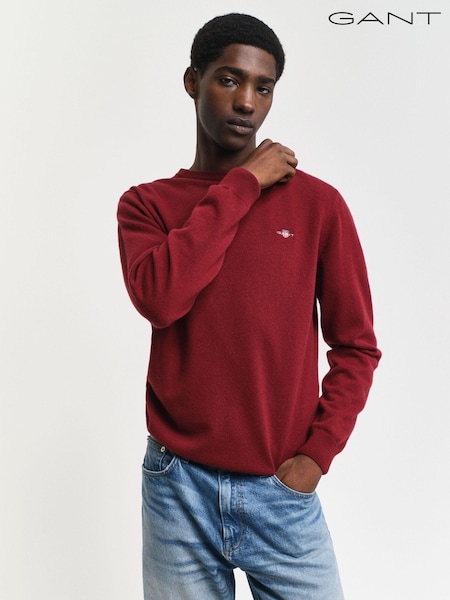 GANT Red Superfine Lambswool Crew Neck Sweater (AD5445) | R$ 1,335