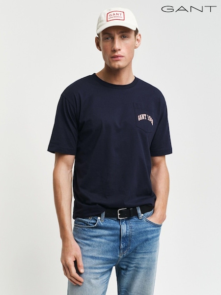 Sininen - GANT Pocket Grpahic 100% puuvillainen T-paita (AD5446) | €55