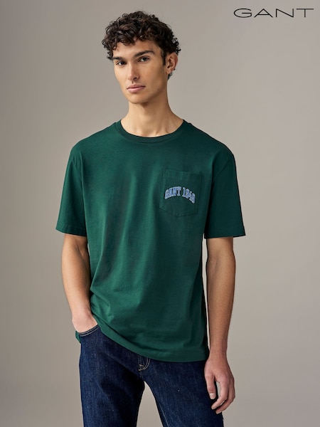Vihreä - GANT Pocket Grpahic 100% puuvillainen T-paita (AD5459) | €55