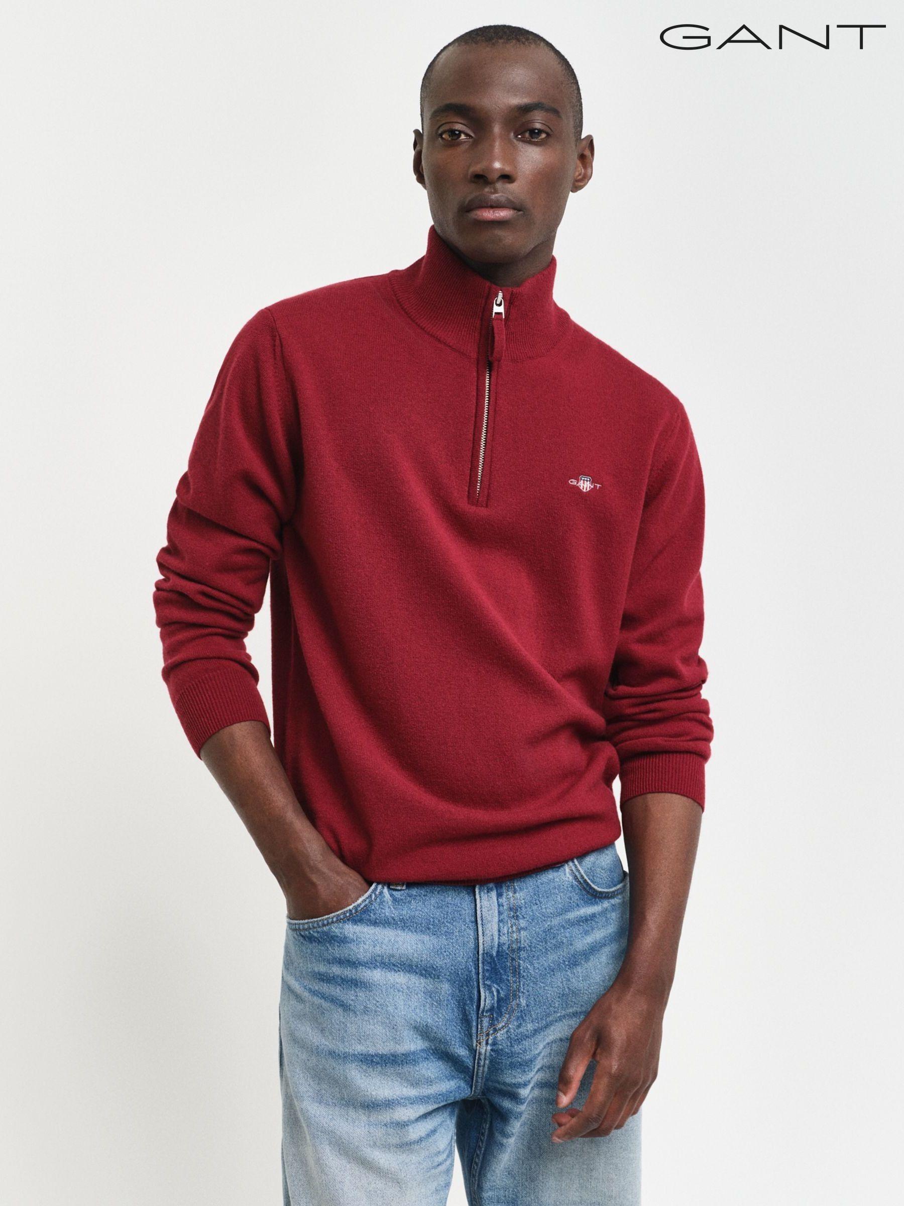 Men s Red Zip Neck Long Sleeve Knitwear Next South Africa
