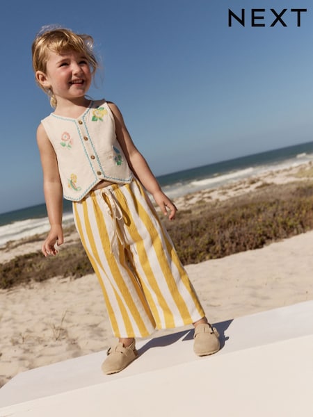 White Flowers Embroidered Waistcoat and Trousers Set (3mths-7yrs) (AD5466) | AED91 - AED112