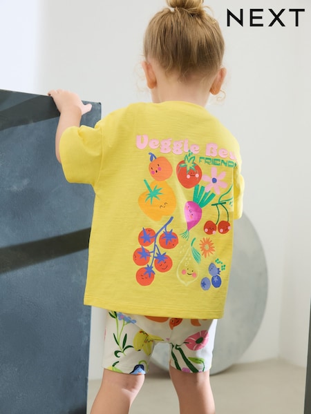 Yellow Padded Fruit Characters Short Sleeve T-Shirt and Cycle Shorts Set (3mths-7yrs) (AD5480) | €15 - €21