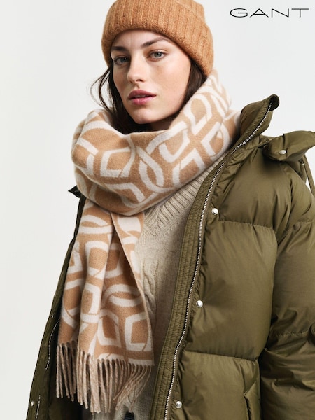 Cream - GANT Pattern Wool Scarf (AD5517) | 375 LEI