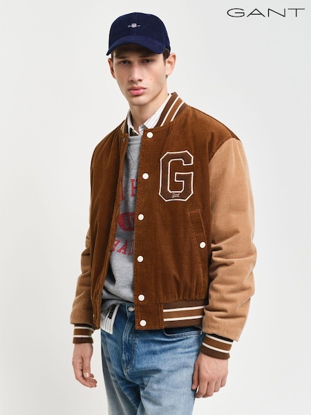 GANT Brown Courduroy Varsity 100% Cotton Jacket (AD5526) | €205