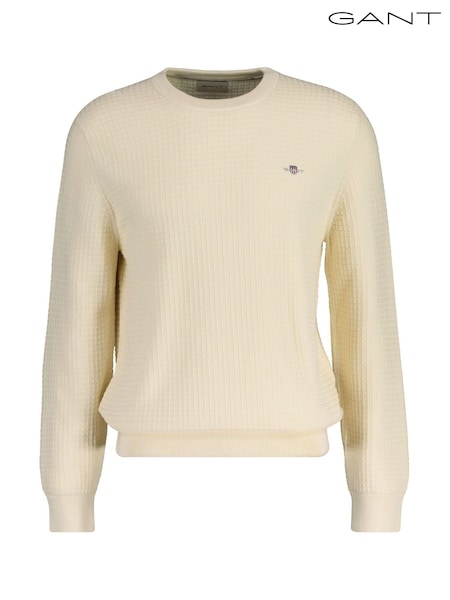 GANT Cream Textured Cotton Crew Neck Sweater (AD5552) | € 73