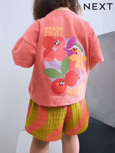 Orange Cherry Short Sleeve T-Shirt and Shorts Set (3mths-7yrs) (AD5563) | €15 - €21