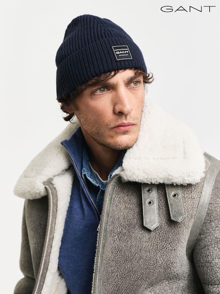 Синий - GANT Archive Sheild Terry Beanie Hat (AD5571) | €30