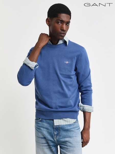 Blau - GANT Classic Pullover mit V-Ausschnitt aus 100% Baumwolle (AD5575) | 76 €