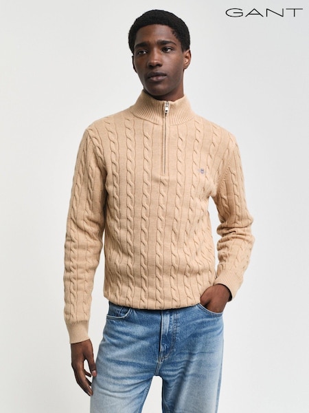 Коричневий - GANT Cable Half Zip 100% Cotton Джемпери (AD5583) | 8 712 грн