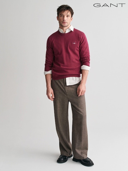 Rot - GANT Classic Pullover mit V-Ausschnitt aus 100% Baumwolle (AD5588) | 76 €