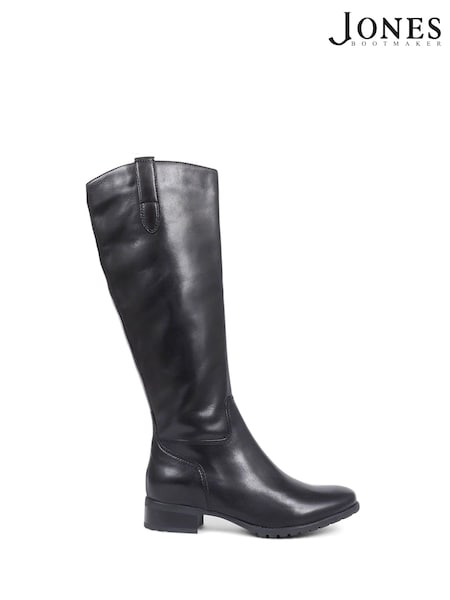 Jones Bootmaker Cinzia Leather Riding Knee High Black Boots (AD5609) | AED1,048
