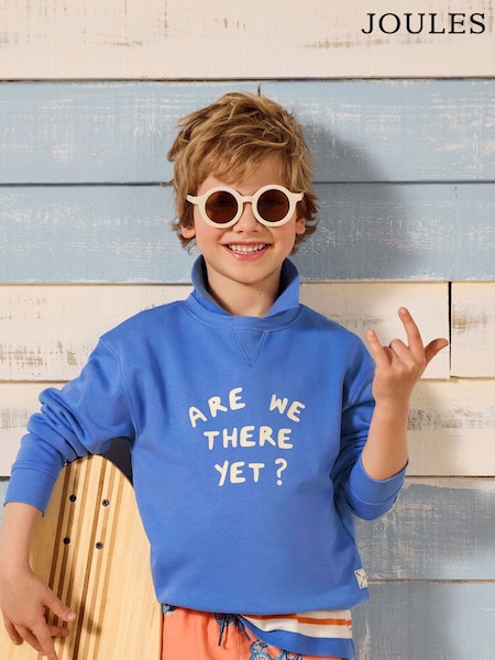 Joules Sundaze Blue Crew Neck Slogan Sweatshirt (AD5619) | R$ 160 - R$ 180