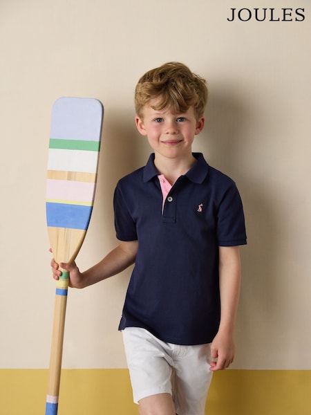 Joules Woody Navy Cotton Pique Polo Shirt (AD5627) | R$ 140 - R$ 180