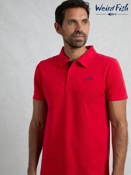Weird Fish Red Miles Pique 100% Cotton Polo Shirt (AD5629) | €50
