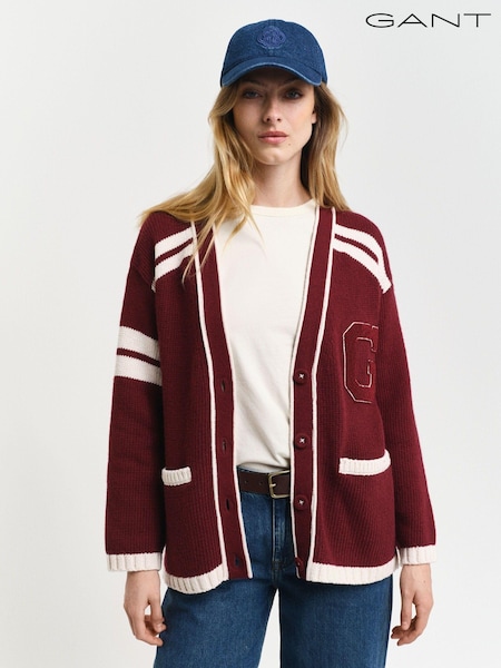 rdeča - GANT Varsity V-Neck Cardigan (AD5646) | € 175